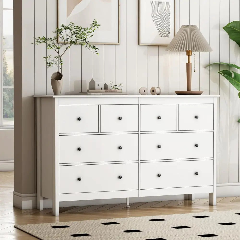 8-Drawer Solid Wood Dresser Chest for Bedroom