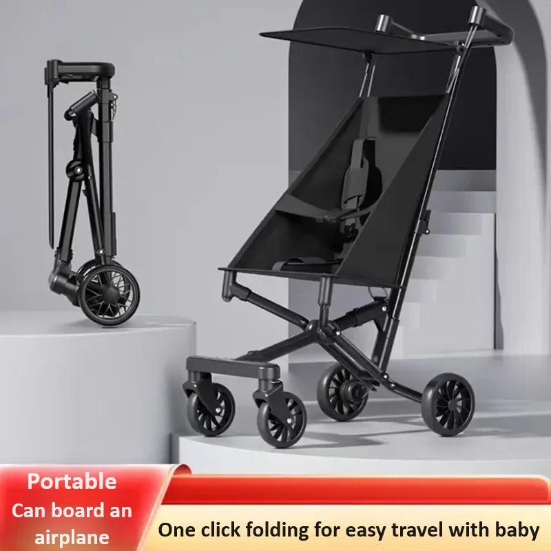 Baby Stroller One Click Folding Baby Walker Portable Lightweight Strollers with Seat Belt Child Carts Anti Rollover Baby Trolly