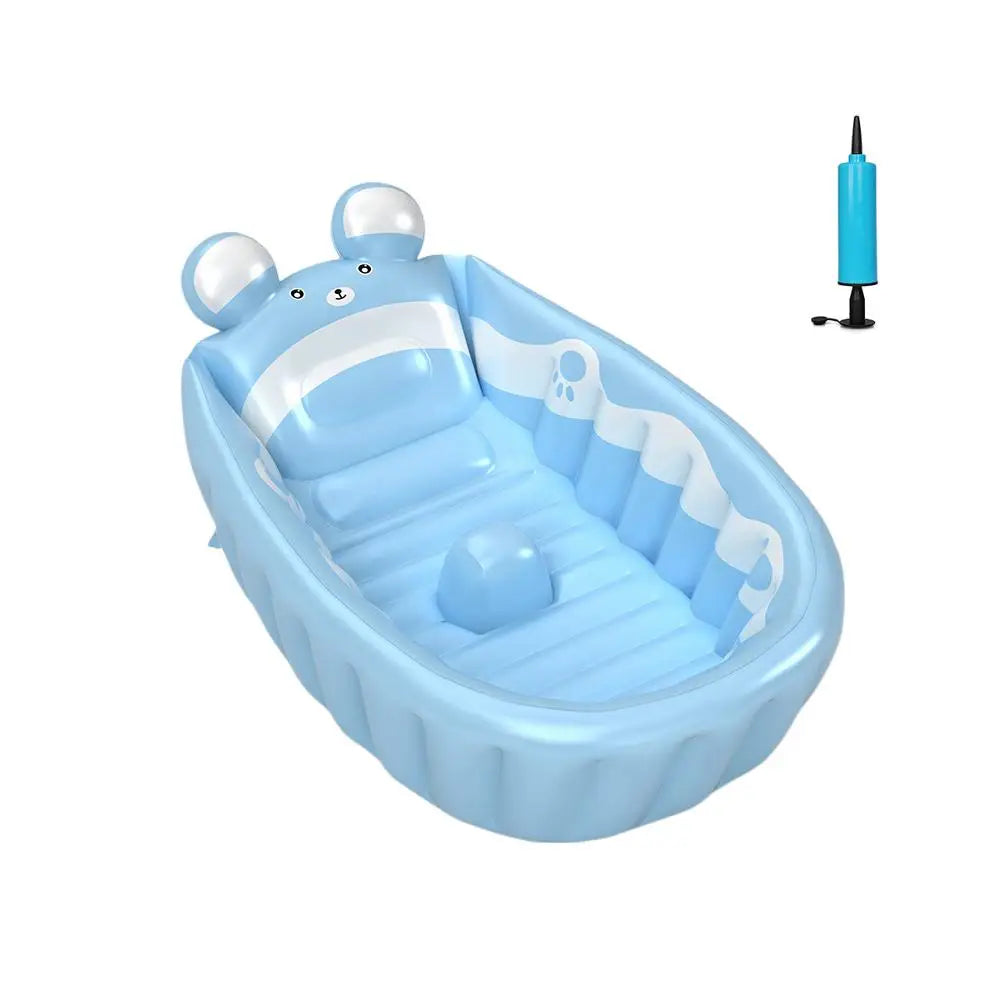 Folding Inflatable Baby Bathtub Soft Safe Anti-slip Bottom Inflatable Child's Shower Basin Portable Home Travel Folding Bathtub