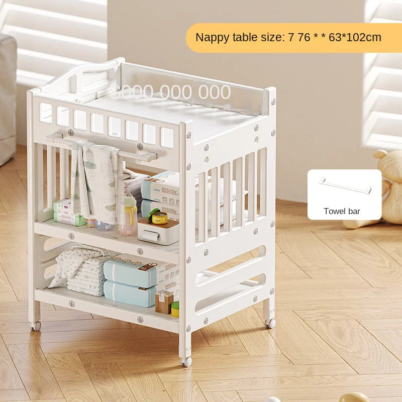 Baby Diaper Changing Table & Storage Cabinet with Foldable Drawer Multifunction Design Plastic Manual 0-12 Months