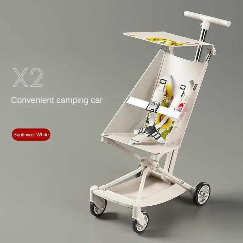 Ultra Lightweight Four Wheel Stroller Foldable Portable Simple Baby Stroller Lightweight Travel Pram Camping Style Baby Stroller