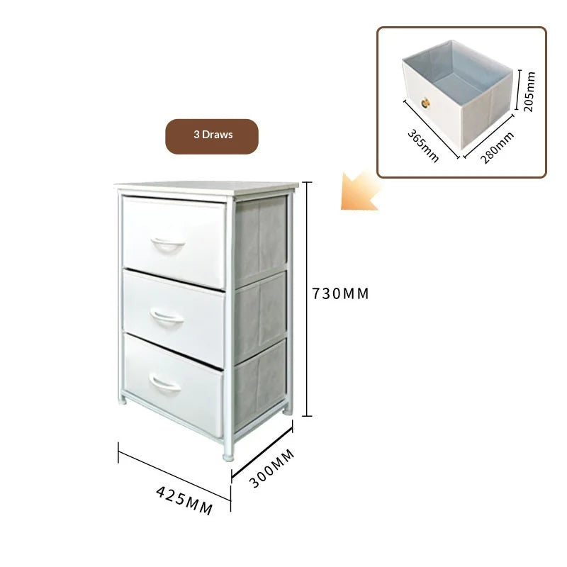 Retro Fabric Folding Drawer Storage Cabinet Living Room Dresser Bedroom Nightstand Organizer Cabinet Sideboard Sideboard