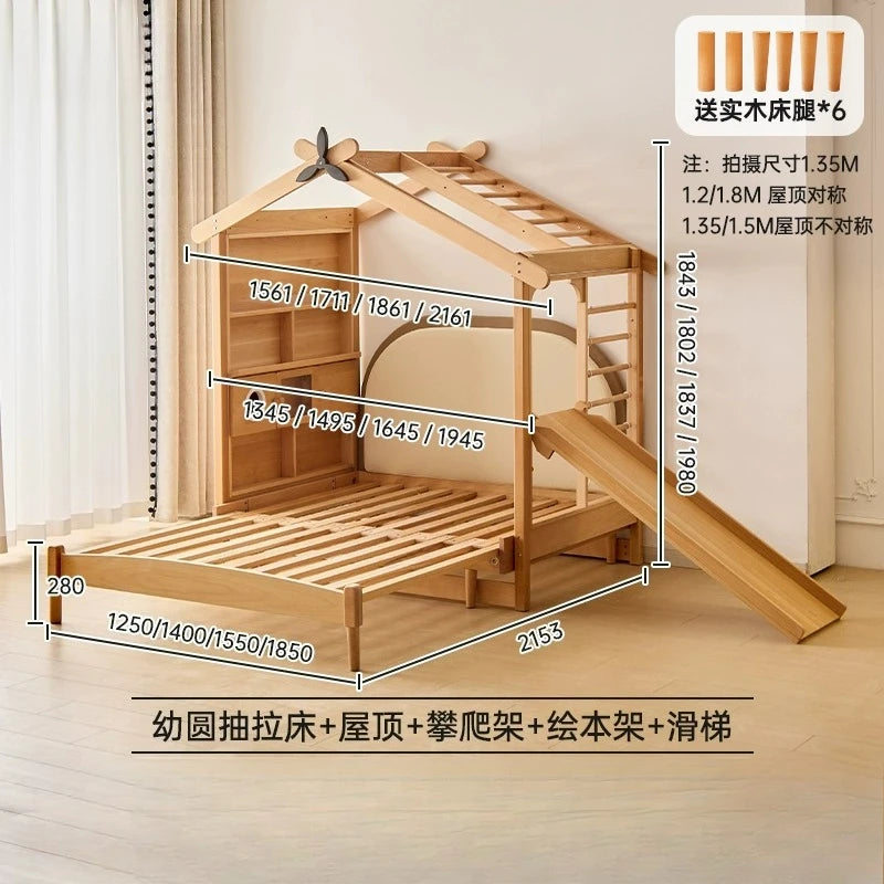 Customizable Solid Wood Children's Bed Popsicle House Tent Telescopic Bed Children's Room Platform Boy Girl Climbing