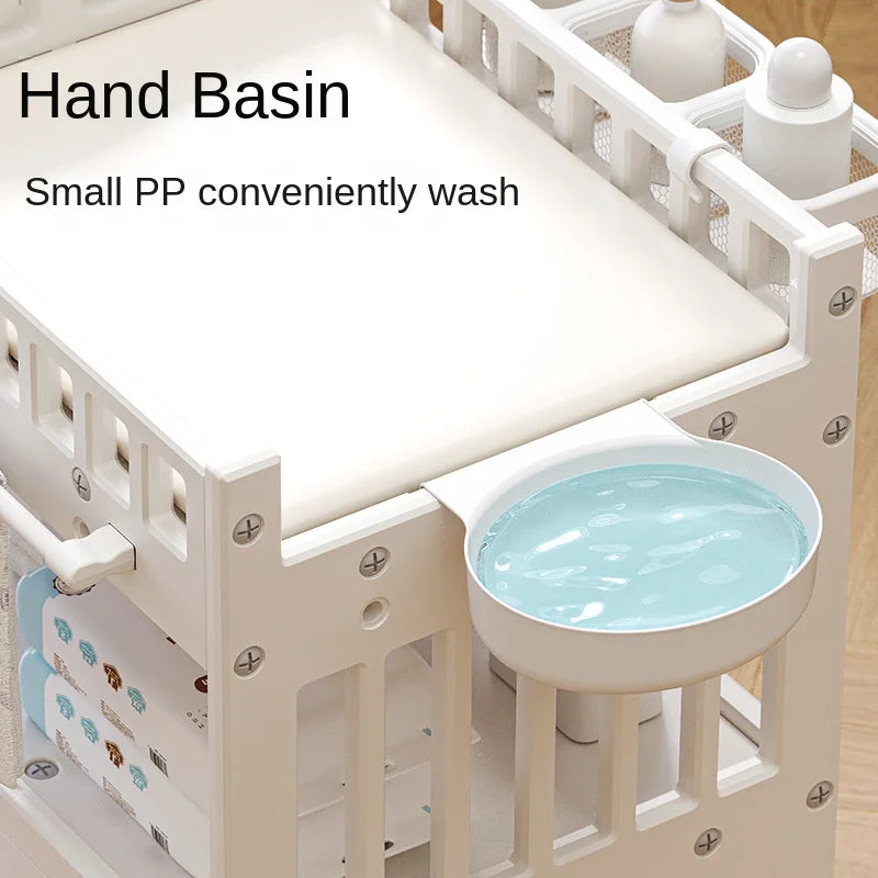 Baby Diaper Changing Table & Storage Cabinet with Foldable Drawer Multifunction Design Plastic Manual 0-12 Months