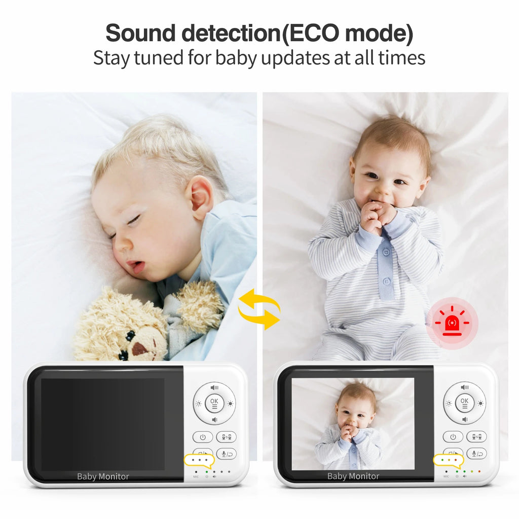 Baby Monitor with Camera and Night Vision 3.2 Inch Screen 2-Way Audio Temperature Sensor 2X Zoom Lullabies Feeding Reminder 22H