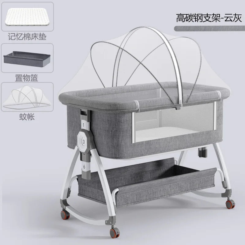 Movable Baby Crib/Cradle, Portable Foldable Multi-Functional Infant Bed, Newborn Bed That Attaches to Parents' Bed