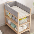 Multifunctional Beech Wood Diaper Table, Solid Wood Frame And Cotton Mat In The Parcel Include