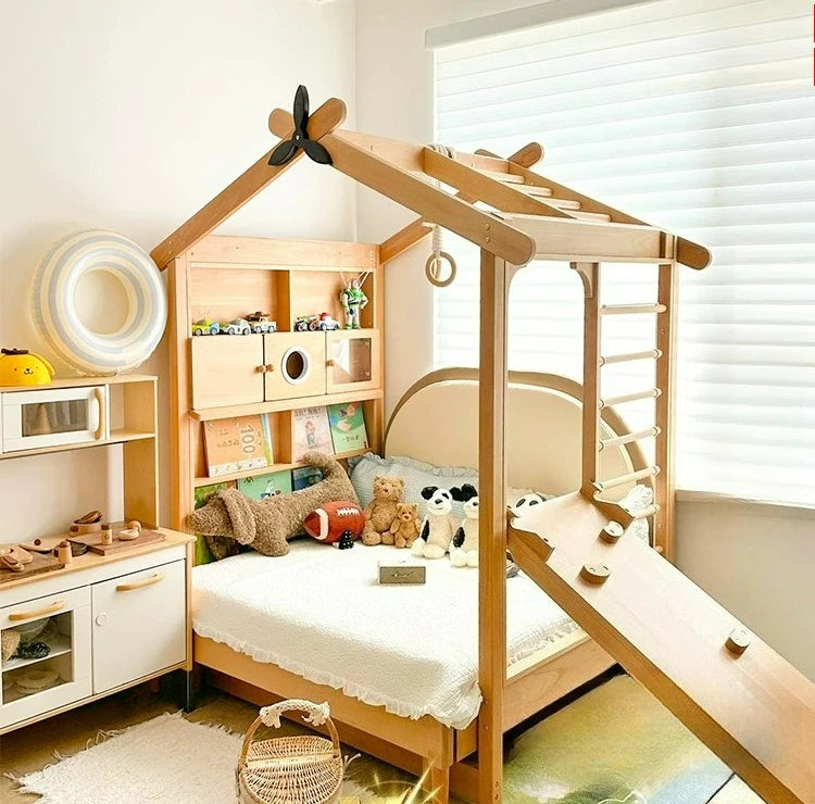 Customizable Solid Wood Children's Bed Popsicle House Tent Telescopic Bed Children's Room Platform Boy Girl Climbing