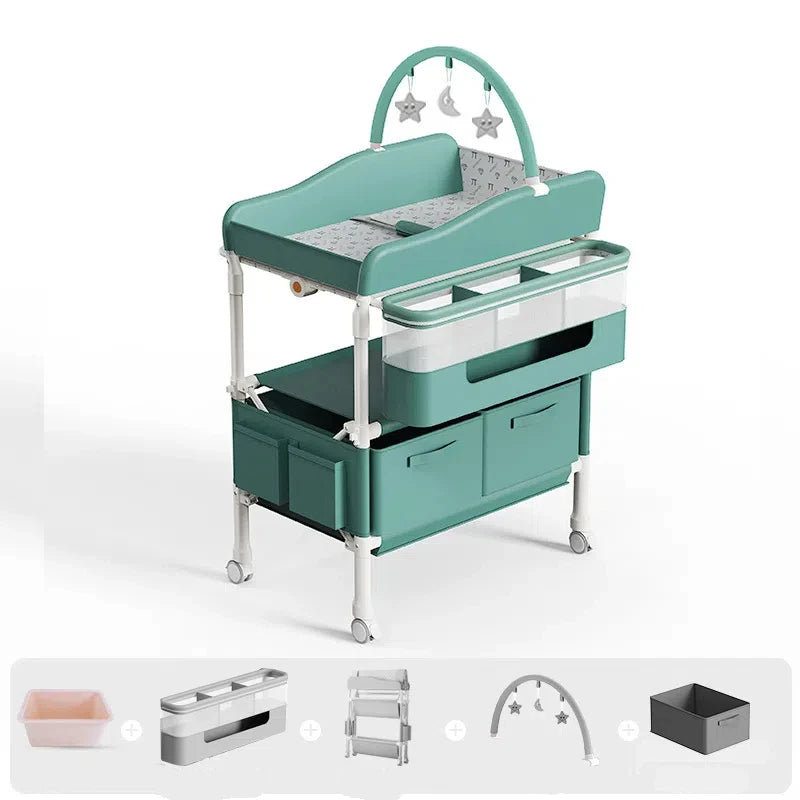 GoAnywhere Baby Changing Station - 4-in-1 Foldable Nursery Center with Bath & Massage Pad (Newborn to Toddler)