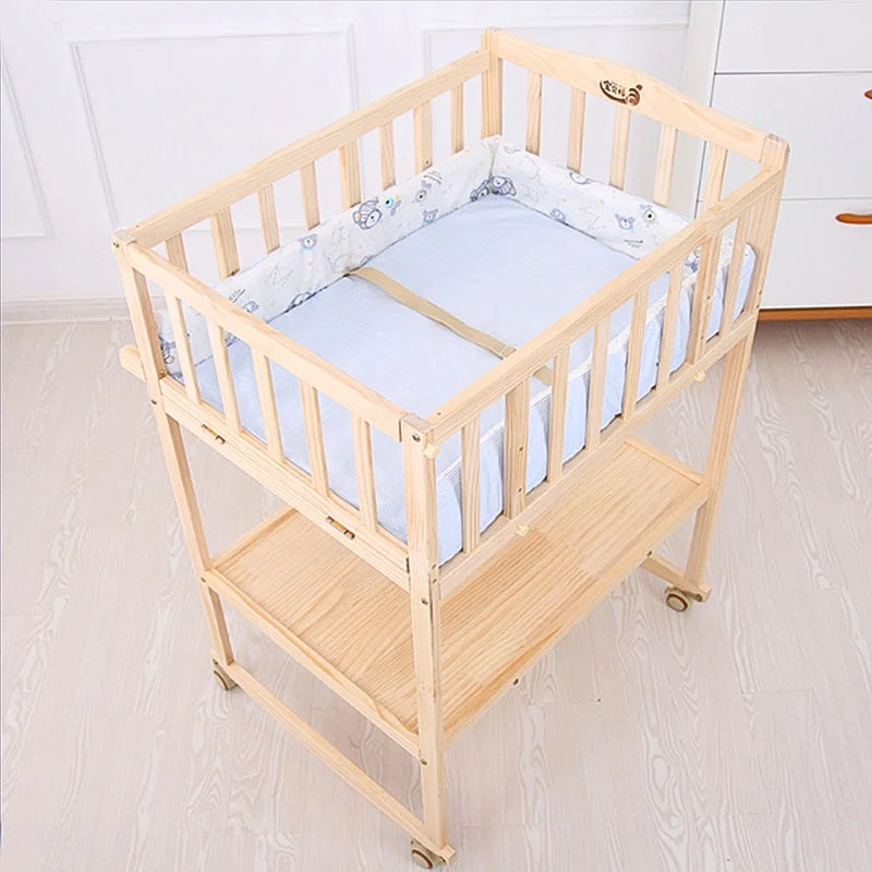Solid Wood Infant Nursing Stand, Adjustable Massage Bathing Station, Multifunctional Baby Changing Table