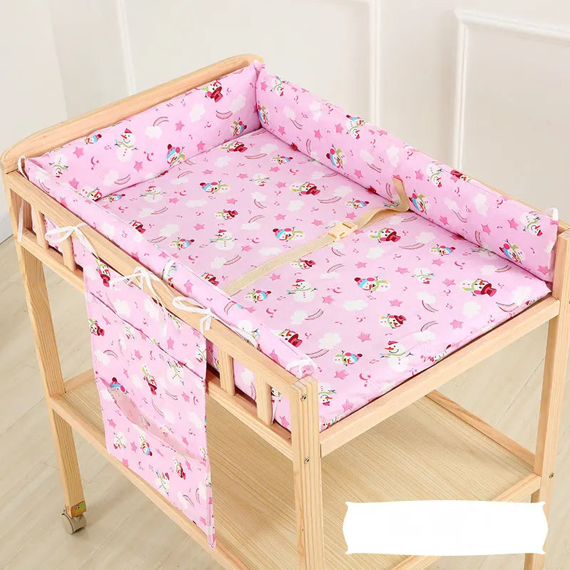 Multifunctional Cabinet Type Baby Changing Table, Solid Wood Infant Storage Bath And Touch Care Stand