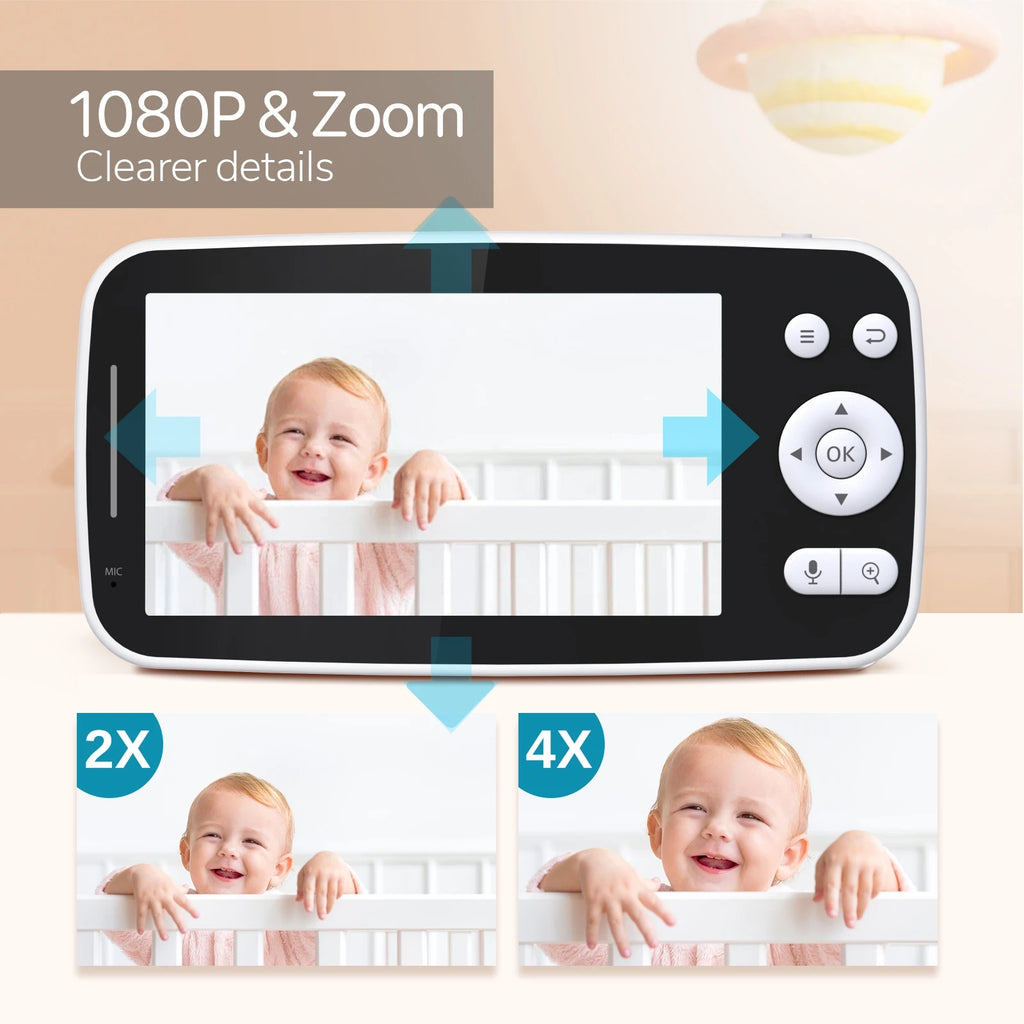5.0 Inch Tuya Smart Video Baby Monitor 1080P Wireless Camera Two-Way Audio Night Vision Video Playback Home Security Babysitter