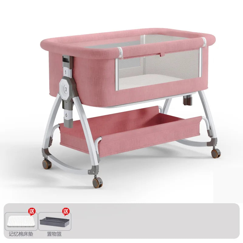 Movable Baby Crib/Cradle, Portable Foldable Multi-Functional Infant Bed, Newborn Bed That Attaches to Parents' Bed