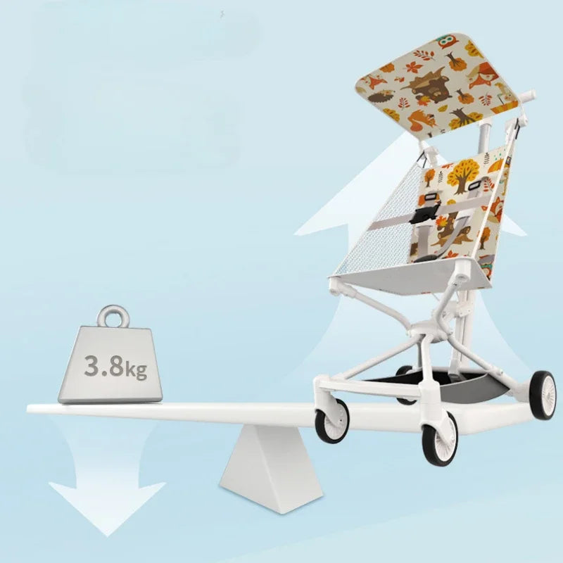 Ultra Lightweight Four Wheel Stroller Foldable Portable Simple Baby Stroller Lightweight Travel Pram Camping Style Baby Stroller
