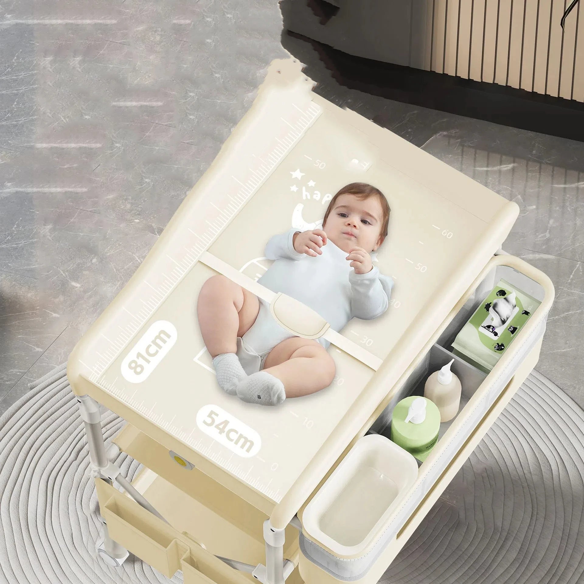 GoAnywhere Baby Changing Station - 4-in-1 Foldable Nursery Center with Bath & Massage Pad (Newborn to Toddler)