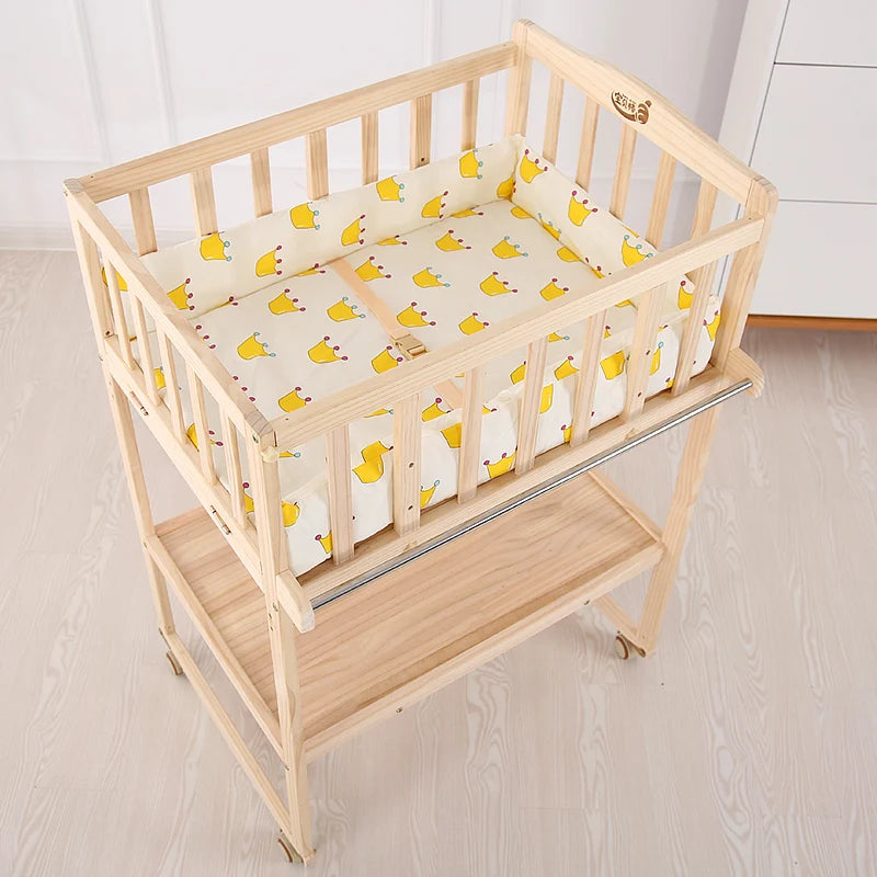 Solid Wood Infant Nursing Stand, Adjustable Massage Bathing Station, Multifunctional Baby Changing Table