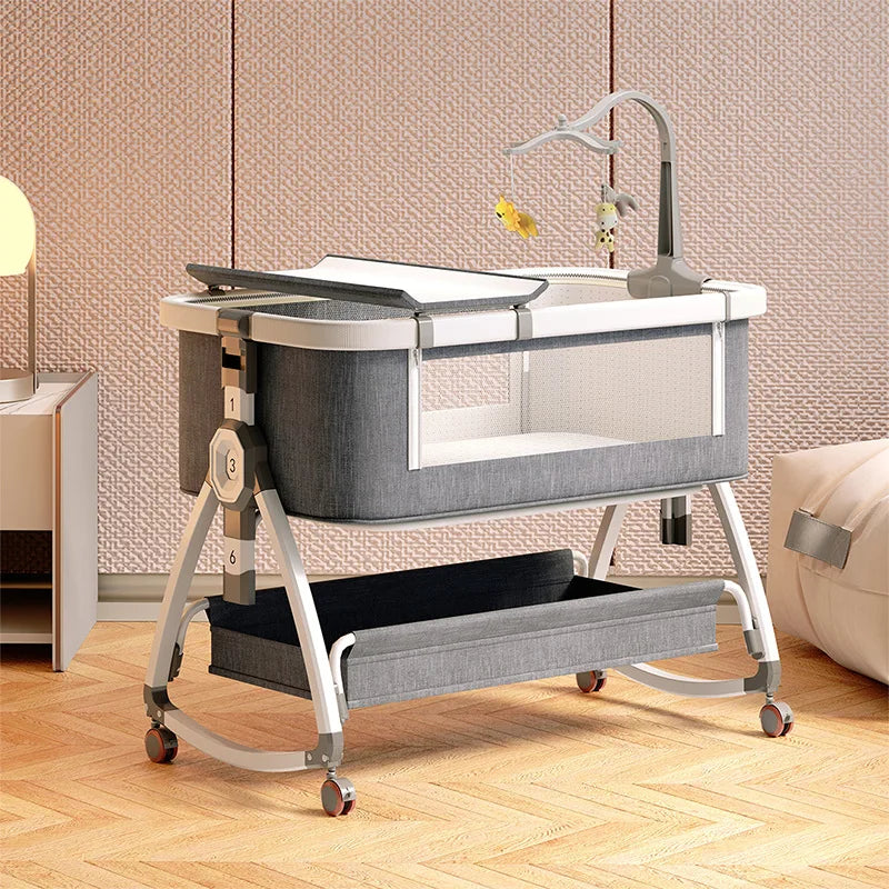 Movable Baby Crib/Cradle, Portable Foldable Multi-Functional Infant Bed, Newborn Bed That Attaches to Parents' Bed