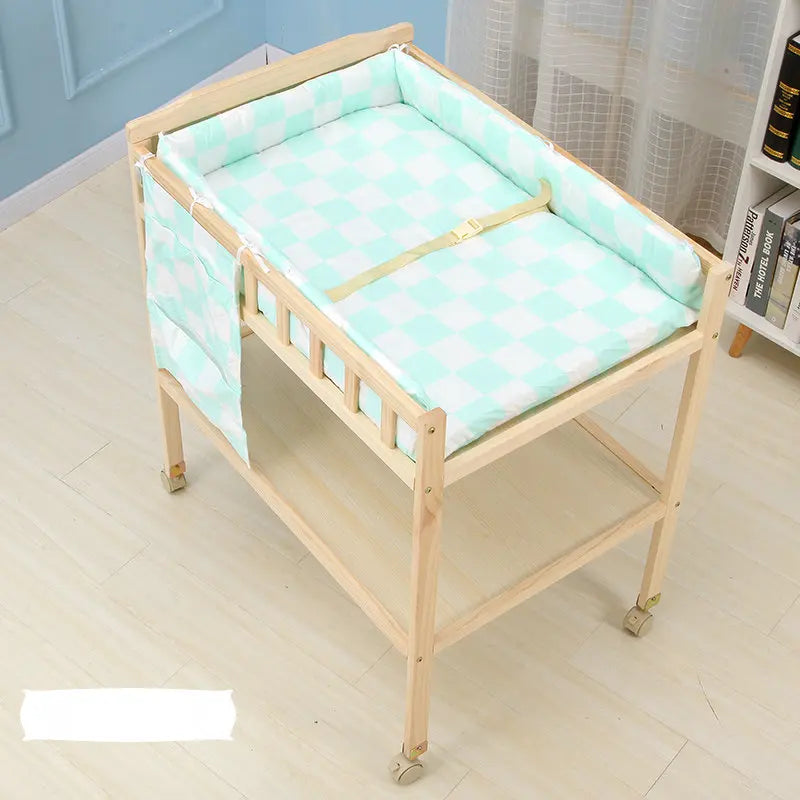 Multifunctional Cabinet Type Baby Changing Table, Solid Wood Infant Storage Bath And Touch Care Stand