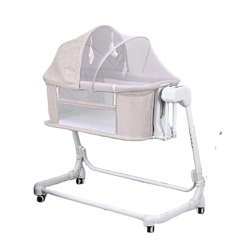Adjustable Height  Bedside Sleeper Crib Baby Crib Bassinet for Infant with Remote Control Rocking Baby Swing Bed Electric