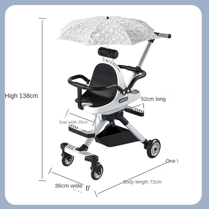 Twin Baby Stroller Double Seat Lightweight Portable Folding Aluminum Alloy Frame Removable Sunshade Umbrella Stroller