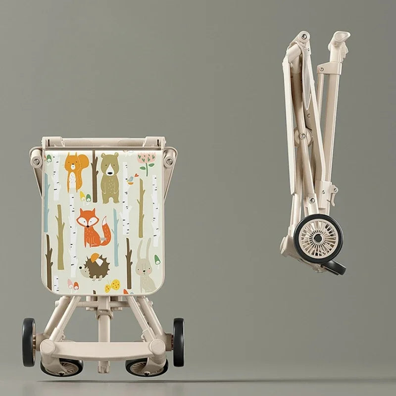 Ultra Lightweight Four Wheel Stroller Foldable Portable Simple Baby Stroller Lightweight Travel Pram Camping Style Baby Stroller