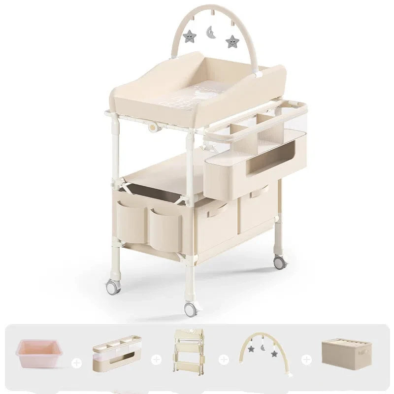 GoAnywhere Baby Changing Station - 4-in-1 Foldable Nursery Center with Bath & Massage Pad (Newborn to Toddler)