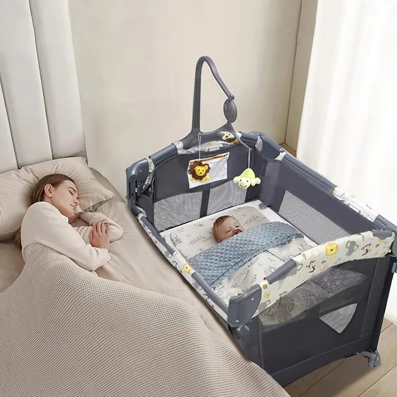2026 SeaMind Factory Comfortable Aluminum Alloy Folding Cot Baby Crib For Play Sleep School For Bedroom Use
