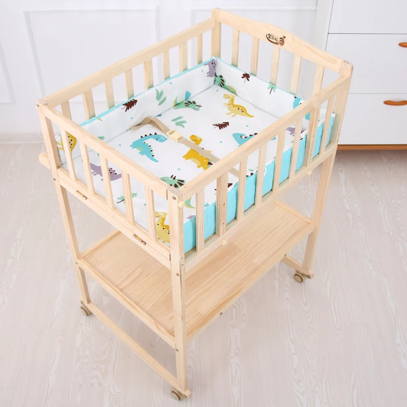 Solid Wood Infant Nursing Stand, Adjustable Massage Bathing Station, Multifunctional Baby Changing Table