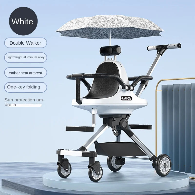 Twin Baby Stroller Double Seat Lightweight Portable Folding Aluminum Alloy Frame Removable Sunshade Umbrella Stroller