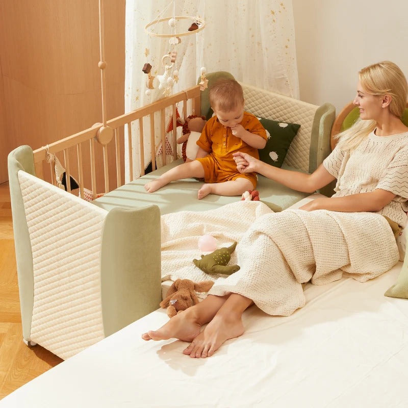 Factory Direct Handmade Wooden Baby Bed Wooden Cradle Adjustable Multi-Functional Premium Pine Wood Baby Bed with Mattress