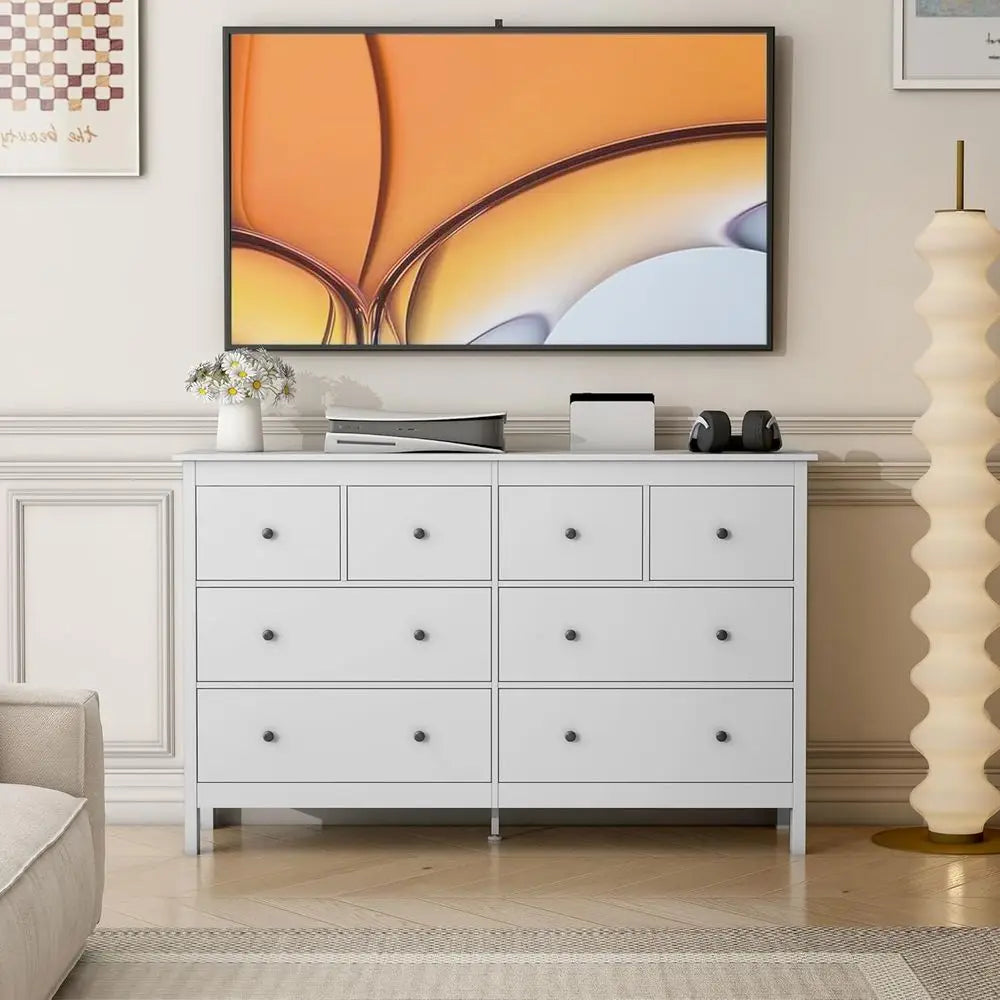 8-Drawer Solid Wood Dresser Chest for Bedroom