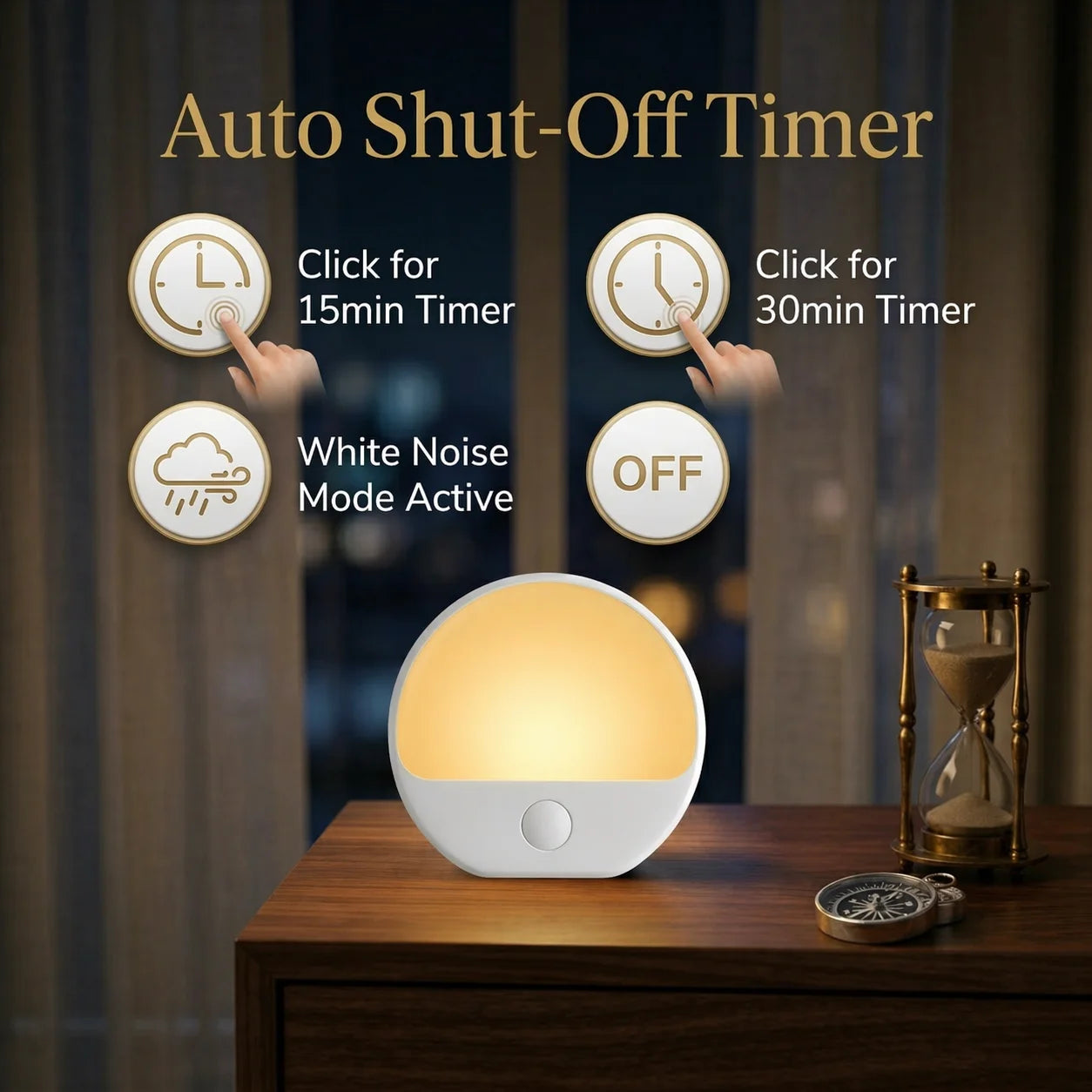 White Noise Sleep Lamp, Touch Night Light, 3 Modes, Timer, Portable Sound Machine for Better Sleep