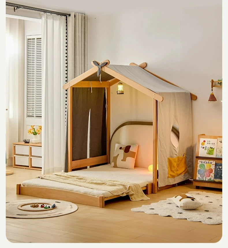 Customizable Solid Wood Children's Bed Popsicle House Tent Telescopic Bed Children's Room Platform Boy Girl Climbing