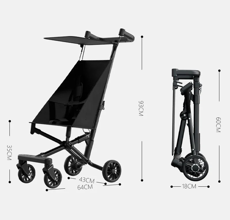 Baby Stroller One Click Folding Baby Walker Portable Lightweight Strollers with Seat Belt Child Carts Anti Rollover Baby Trolly