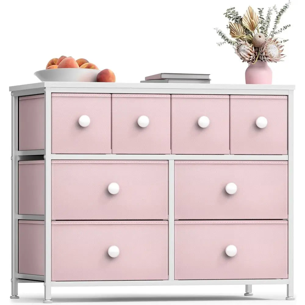 Children's Bedroom Storage Solutions: 8-Drawer Chest, Tower, Organizer, Closet, Playroom Essentials, Steel Fabric Bins with Knob
