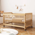 #Solid Wood Crib Baby Bed Comfortable Durable Movable Height Adjustment For Newborn Toddler Includes Wheels For Easy Bedroom