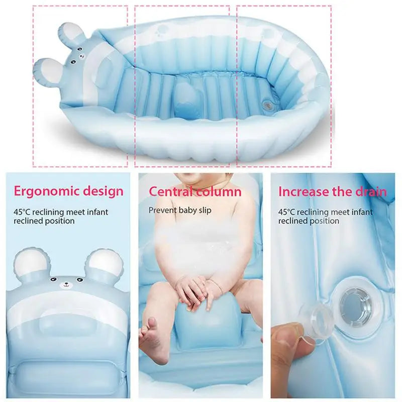 Inflatable Toddler Bathtub Toddler Bath Tub Space-Saving Air Swimming Pool For Shower Swimming Pool Home Use Daycare Hospital