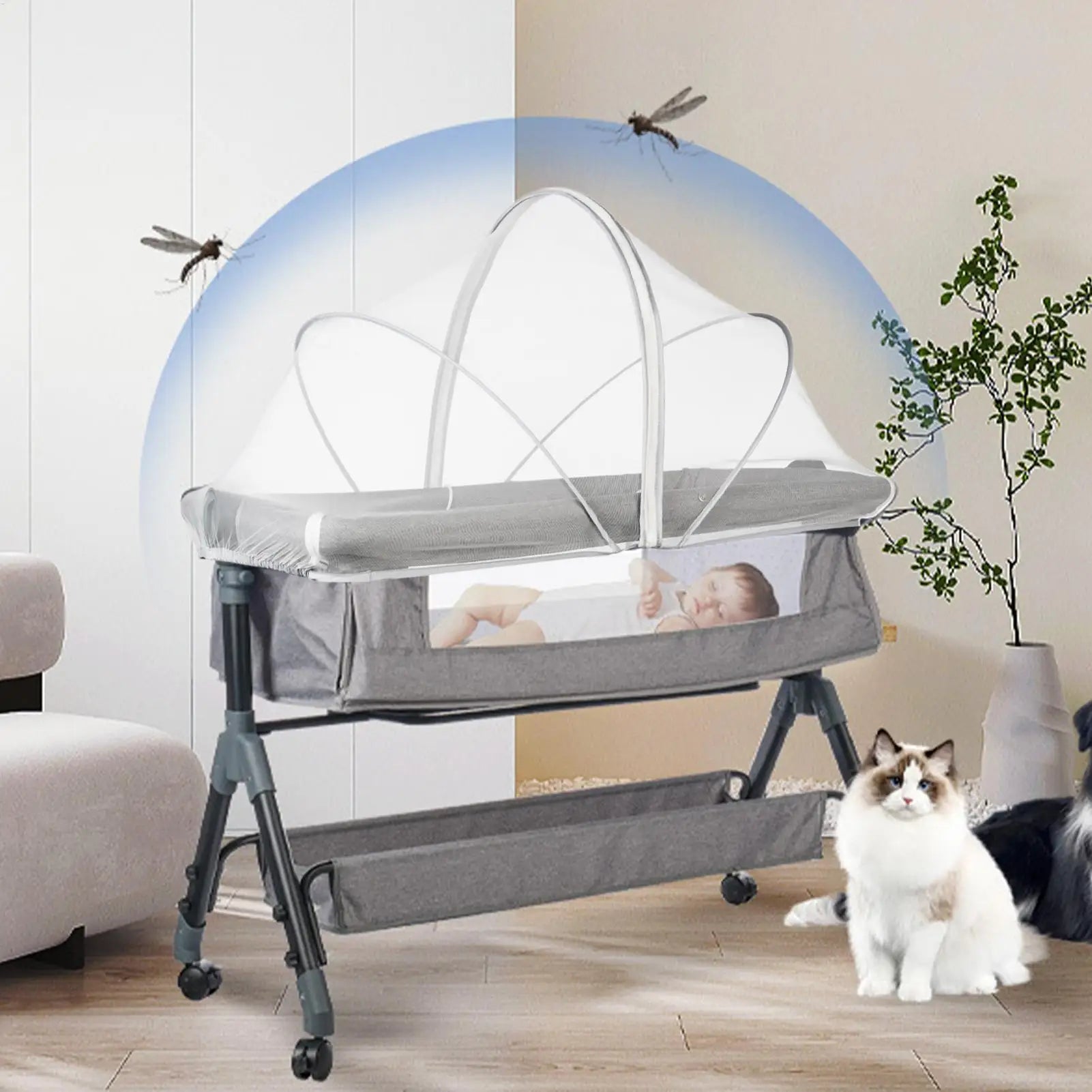 Breathable Mesh Bassinet Cover Foldable Cradle Netting for Stroller Playpen Bed Bug Protection Baby Cot Mosquito Net Infant