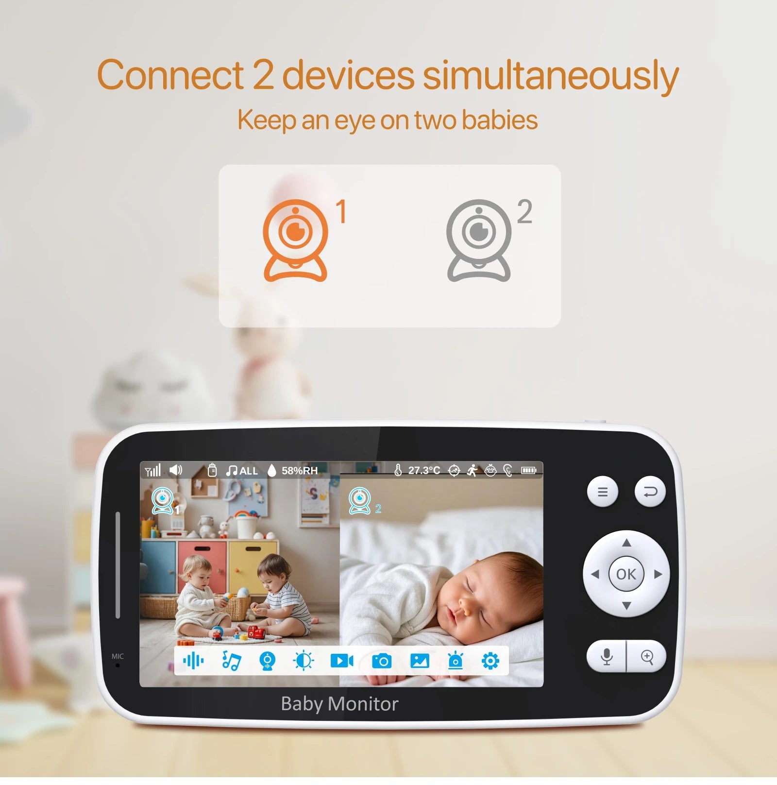5.0 Inch Tuya Smart Video Baby Monitor 1080P Wireless Camera Two-Way Audio Night Vision Video Playback Home Security Babysitter