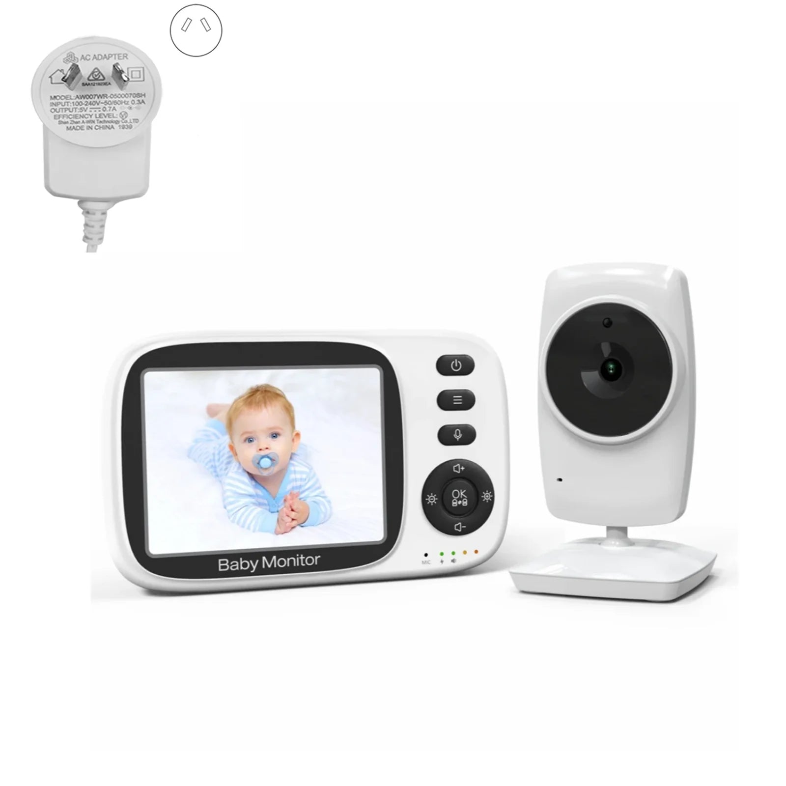 BabyStar 3.2Inch Wireless Video Baby Monitor With Lullabies Auto Night Vision Two Way Intercom Temperature Monitoring Babysitter