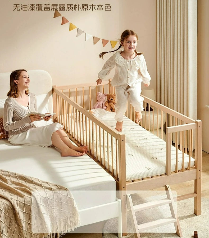 Customizable Solid Wood Children's Splicing Bed Wide Splicing Artifact Flat Baby Can Lift Bedside Bed