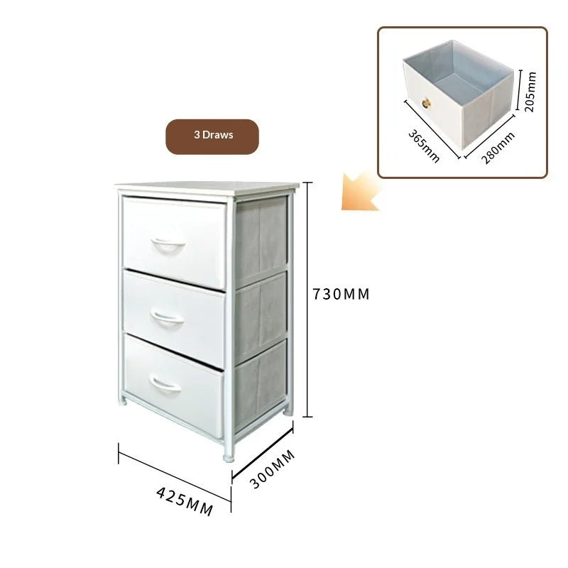 Retro Fabric Folding Drawer Storage Cabinet Living Room Dresser Bedroom Nightstand Organizer Cabinet Sideboard Sideboard