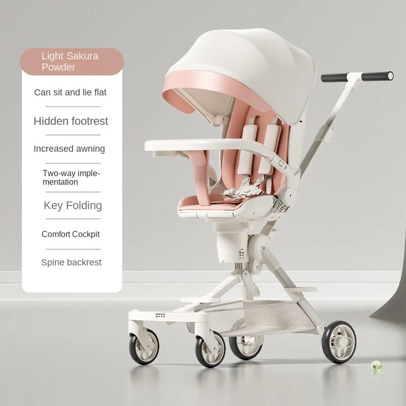 High View Portable Baby Strollers Child Lightweight Foldable Two-way  Baby Portable Travel Stroller With 360°Swivel Seat