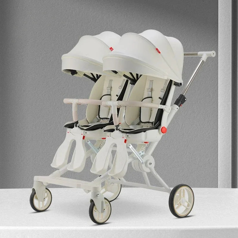 Double Portable Baby Carriage Twins Stroller Infant Stroller Foldable Second-child Baby Stroller Four-wheeled Twin Stroller