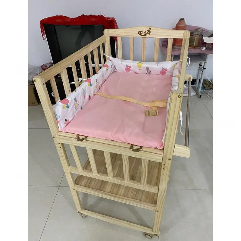 Solid Wood Infant Nursing Stand, Adjustable Massage Bathing Station, Multifunctional Baby Changing Table