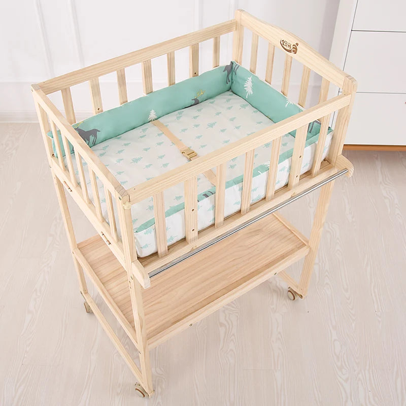 Solid Wood Infant Nursing Stand, Adjustable Massage Bathing Station, Multifunctional Baby Changing Table