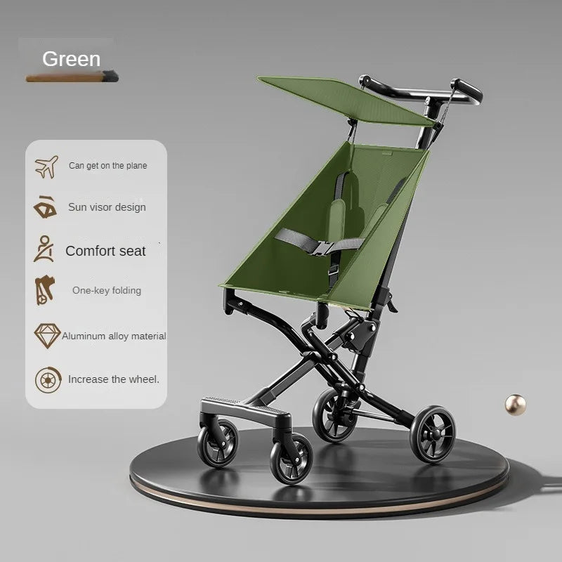 High Landscape Stroller Light Travel Trolley Light and Foldable Portable Travel Baby Stroller Four Wheel Trolley Cart