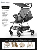 Lightweight Carry-on Stroller One-handed Foldable with Music Light Canopy for Babies Travel Awning Sitting and Lying Stroller