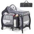 Pack and Play, 4 in 1 Portable Baby Playard with Bassinet, Changing Table, Lockable Wheels, Music Box, oldable Travel Baby Crib