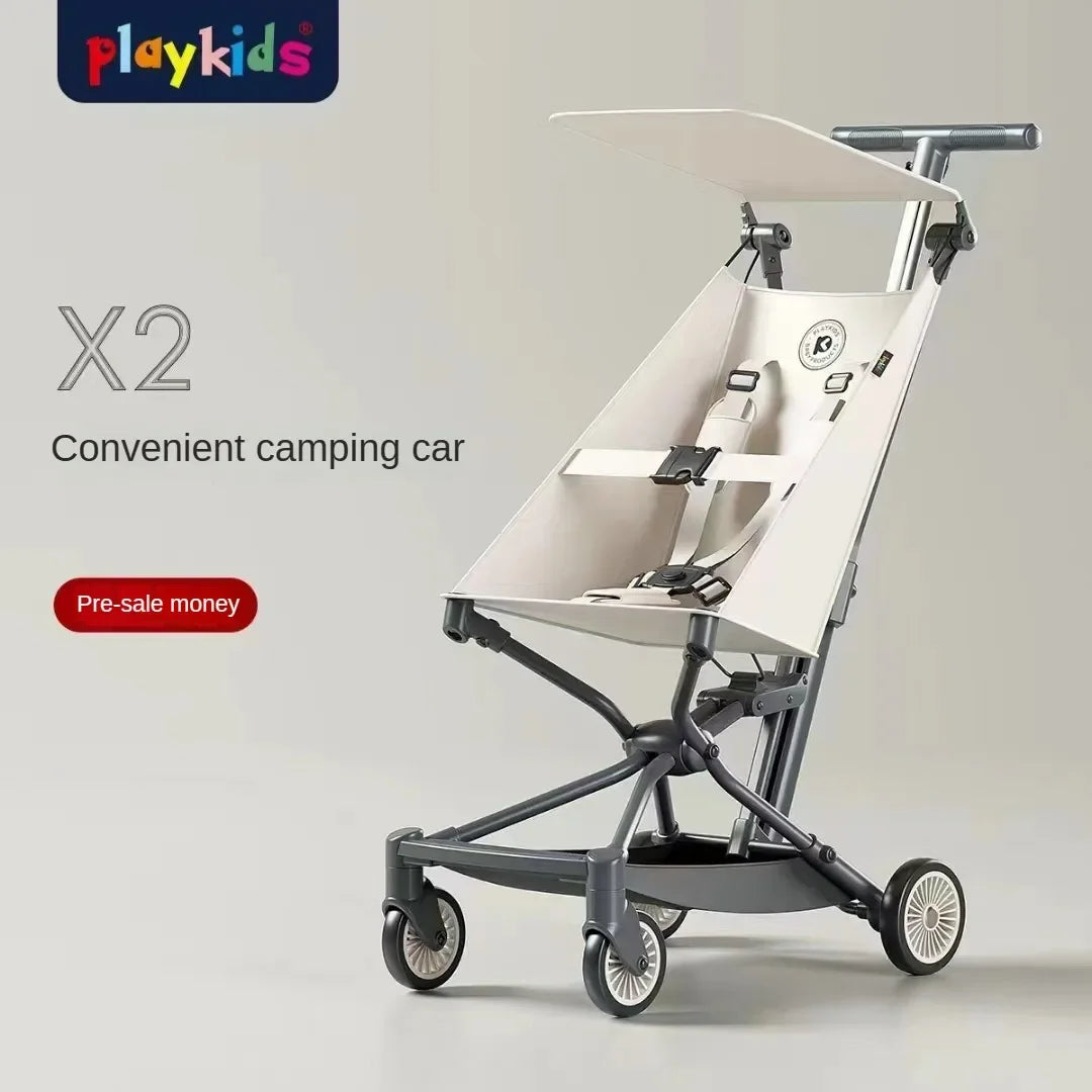 Ultra Lightweight Four Wheel Stroller Foldable Portable Simple Baby Stroller Lightweight Travel Pram Camping Style Baby Stroller